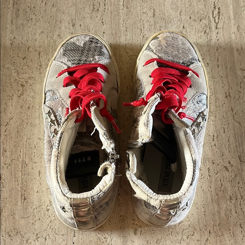 Steve Madden White and Red Sneakers with Transparent Design
